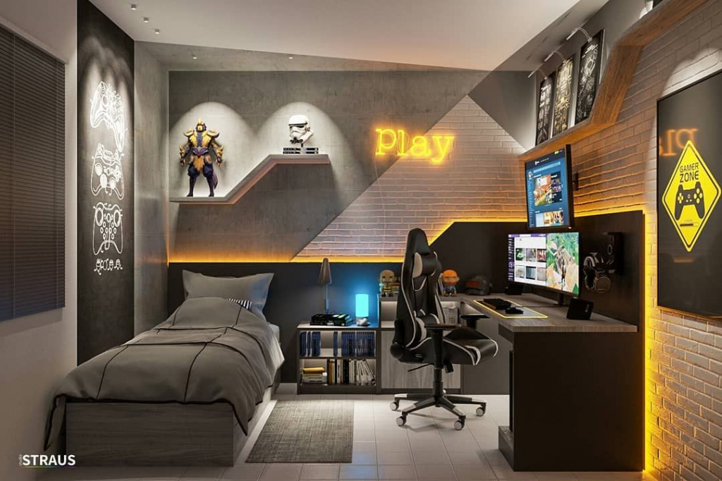 Игровая комната с компьютером (60 фото)