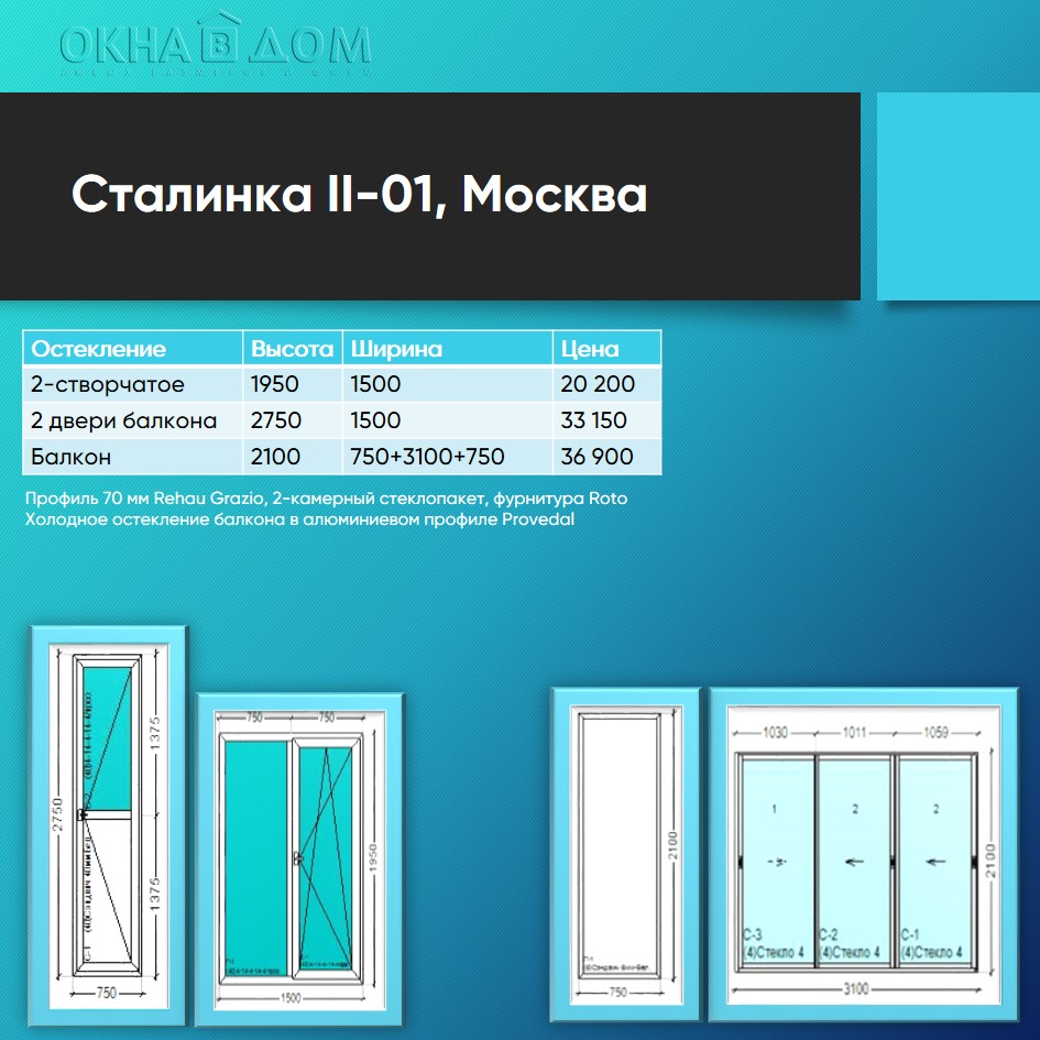 Пластиковые окна в сталинку: цена и размеры по сериям домов