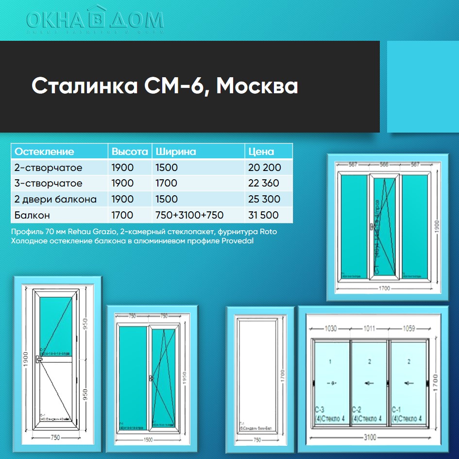 Пластиковые окна в сталинку: цена и размеры по сериям домов